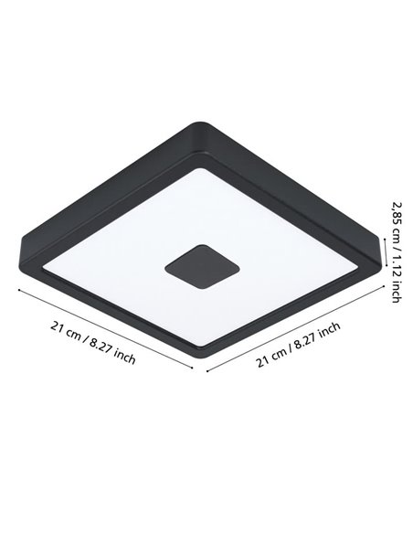Plafón LED cuadrado con esquinas redondeadas y detalle en medio IPHIAS 2, de exterior 17W 2000Lm 3000K, IP44