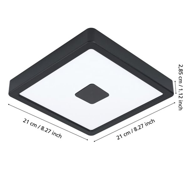 Plafón LED cuadrado con esquinas redondeadas y detalle en medio IPHIAS 2, de exterior 17W 2000Lm 3000K, IP44