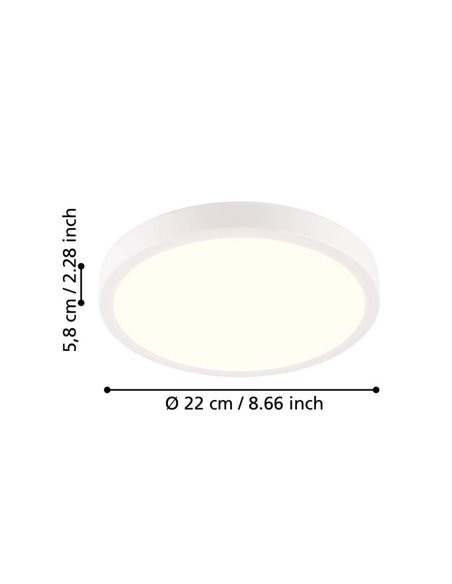 Plafón LED redondo blanco para exterior RONCO, Ø22cm 8W 800Lm 3000K,IP44