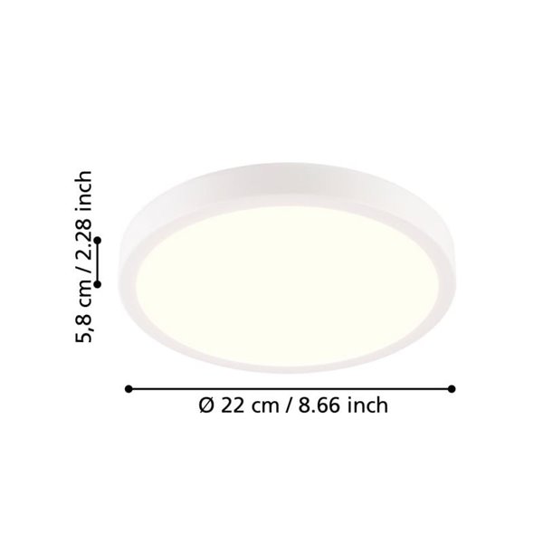 Plafón LED redondo blanco para exterior RONCO, Ø22cm 8W 800Lm 3000K,IP44