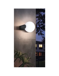 Luminária de parede para exterior RUBIO, com estrutura em alumínio fundido e esfera branca, E27, IP64 2