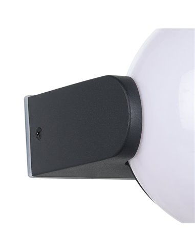 Aplique de pared exterior RUBIO, con estructura de aluminio fundido y esfera blanca, E27,IP64