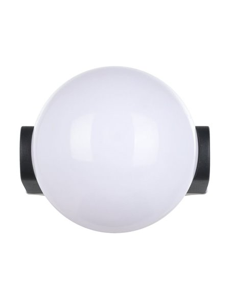 Luminária de parede para exterior RUBIO, com estrutura em alumínio fundido e esfera branca, E27, IP64