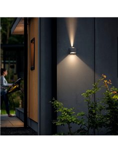 Aplique LED de pared exterior con 2 luces ALIX, ultraeficiente 4.3W 2700K 2