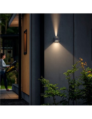 Aplique LED de pared exterior con 2 luces ALIX, ultraeficiente 4.3W 2700K