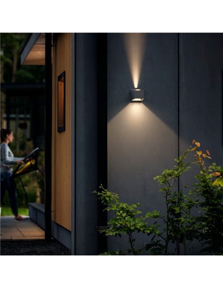 Aplique LED de pared exterior con 2 luces ALIX, ultraeficiente 4.3W 2700K