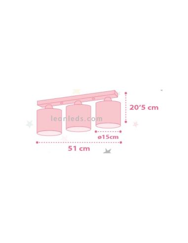 Lâmpada de teto infantil 3 luzes com unicórnio e arco-íris Glitter por Dalber | Iluminação Leonleds