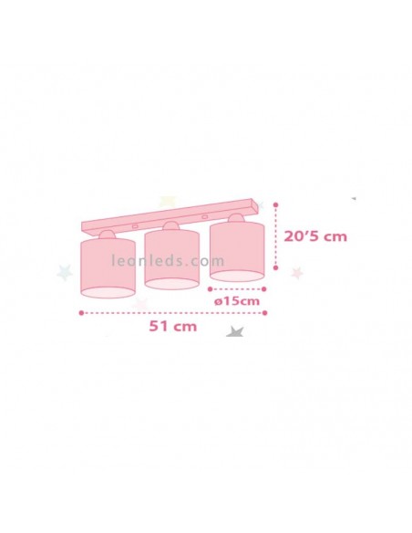 Plafonnier pour enfants 3 lumières avec licorne et arc-en-ciel scintillant de Dalber | Éclairage Léonleds