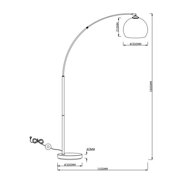 Lámpara de pie BRASILIA con pantalla bombilla excl. 1xE27 max. 60W interruptor en pie IP20