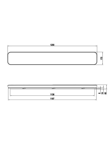 Plafón de techo rectangular 120cm LED BLANCA 46W 1x 5600lm, 4000K IP20 para techo y pared
