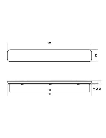 Plafón de techo rectangular 120cm LED BLANCA 46W 1x 5600lm, 4000K IP20 para techo y pared
