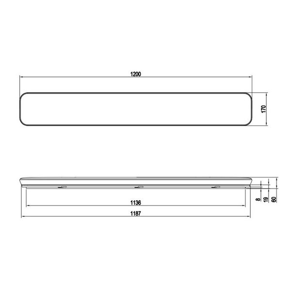Plafón de techo rectangular 120cm LED BLANCA 46W 1x 5600lm, 4000K IP20 para techo y pared