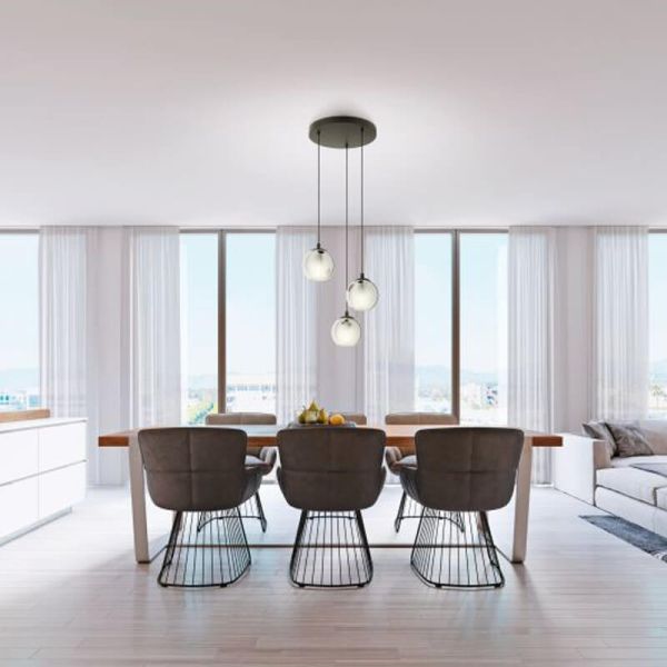 Lampe suspendue circulaire à 3 boules...