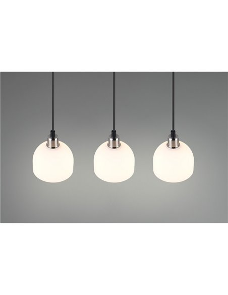 Luminária de teto MOLLY com 3 cúpulas, altura ajustável, lâmpada excl. 3x E14 máx. 10W IP20 Níquel Fosco