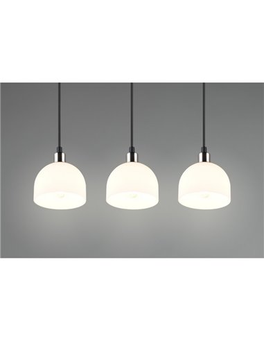 Luminária de teto MOLLY com 3 cúpulas, altura ajustável, lâmpada excl. 3x E14 máx. 10W IP20 Níquel Fosco