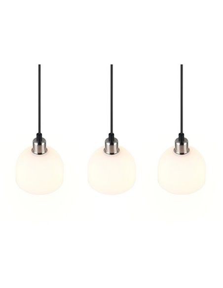 Plafonnier MOLLY 3 abat-jours, hauteur réglable, ampoule exclue. 3x E14 max. 10 W IP20 Nickel mat