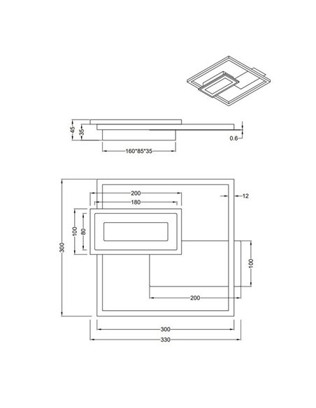 Plafonnier LED SPIRO 22W, carrés décoratifs, 30x33cm, 1x 2500lm, 3000K