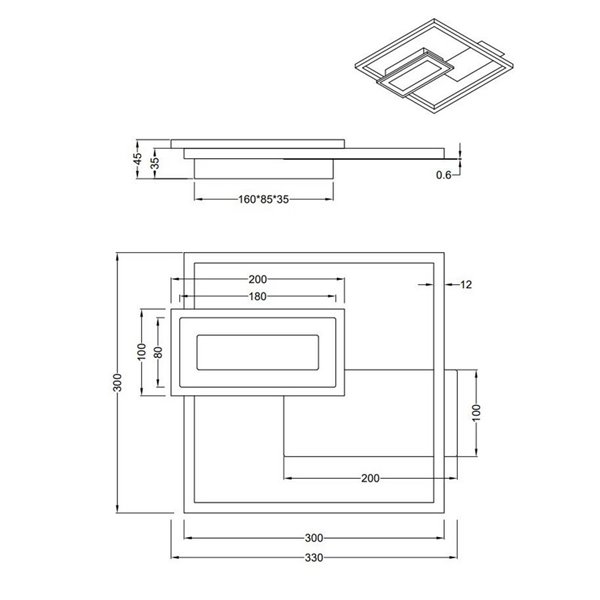 Plafón de techo LED SPIRO 22W cuadrados decorativos 30x33cm 1x 2500lm, 3000K