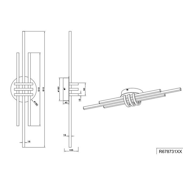Luminária de teto LED decorativa CINTO 20W 2380lm, 3000K para teto e parede IP20