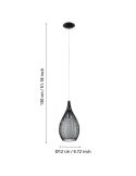 Dimensions Plafonnier moderne Razoni 1xE27 Noir 92252