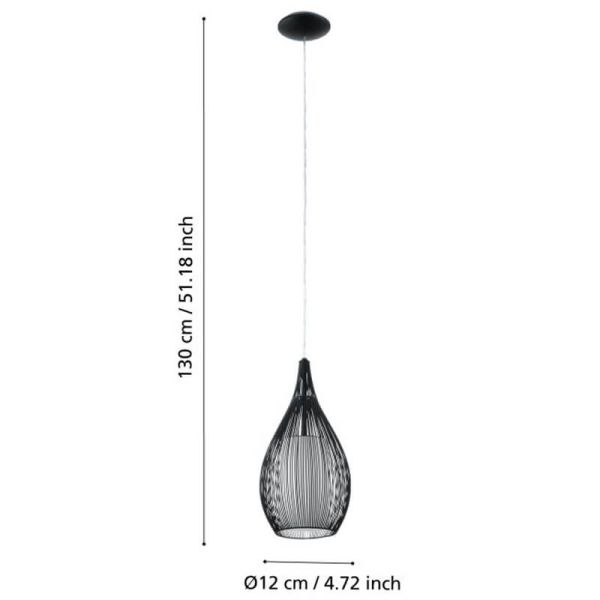 Medidas Luminária de teto moderna Razoni 1xE27 Preto 92252