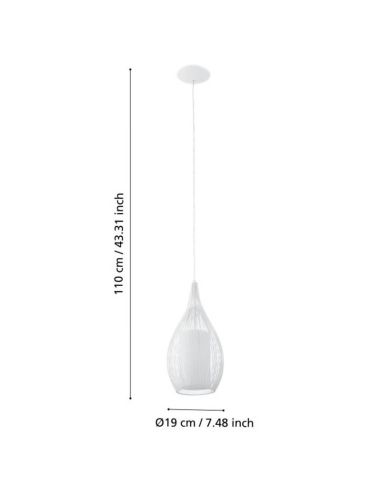 Medidas Lámpara de techo moderna Razoni 1xE27 92251 Blanca Eglo