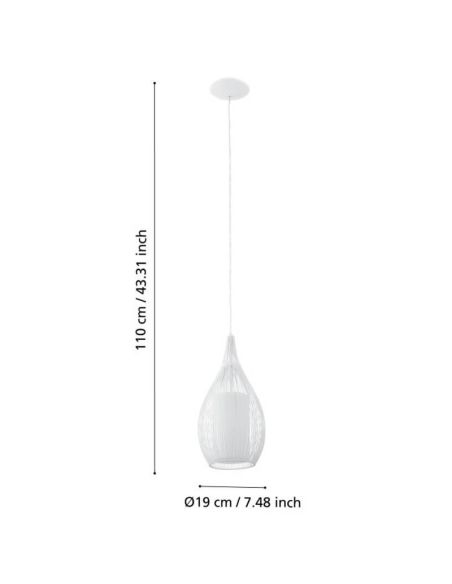 Medidas Lámpara de techo moderna Razoni 1xE27 92251 Blanca Eglo
