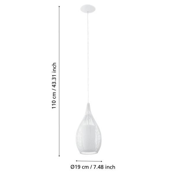 Medidas Luminária de teto moderna Razoni 1xE27 92251 Branco Eglo