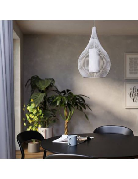 RAZONI 1 Luminária de teto pendente branca Ø32,5cm – Soquete E27 | Estilo Escandinavo 900829