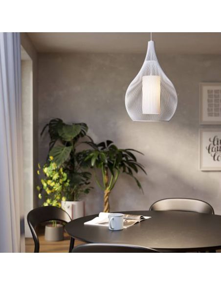 Lámpara de Techo Colgante RAZONI 1 Blanca Ø32,5cm – Casquillo E27 | Estilo Escandinavo 900829