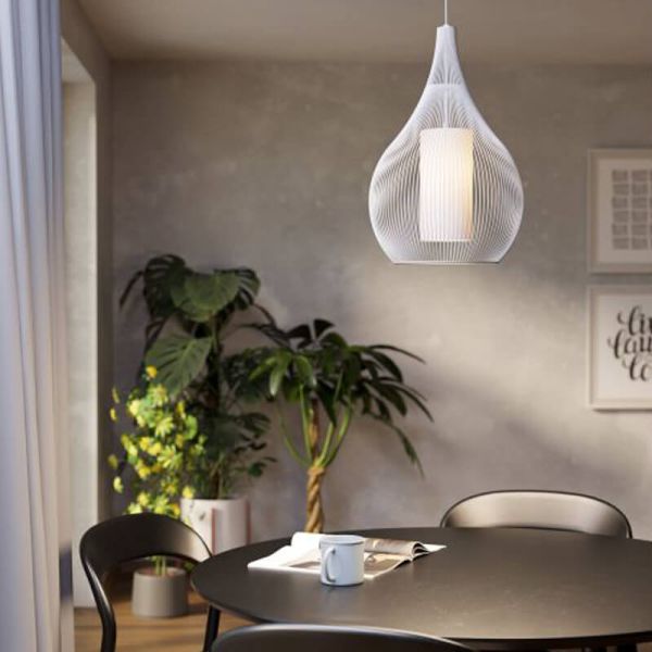 RAZONI 1 Luminária de teto pendente branca Ø32,5cm – Soquete E27 | Estilo Escandinavo 900829