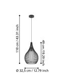 Medidas Lámpara de Techo Colgante RAZONI 1 Blanca Ø32,5cm – Casquillo E27 | Estilo Escandinavo 900829