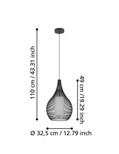 Medidas Lámpara de Techo Colgante RAZONI 1 Blanca Ø32,5cm – Casquillo E27 | Estilo Escandinavo 900829