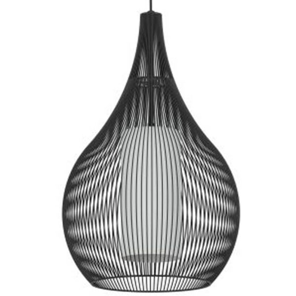 Luminária Pendente RAZONI 1 Preta Ø32,5cm – Design Industrial com Soquete E27