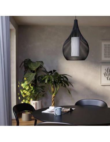 Ambiente Lámpara Colgante Negra RAZONI 1 Ø32,5cm – Diseño Industrial con Casquillo E27