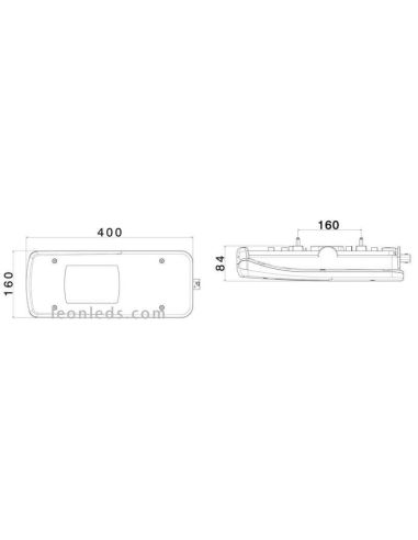 Dimensiones Piloto LED trasero LC11 para Iveco con conector lateral HDSCS | LeonLeds Iluminación