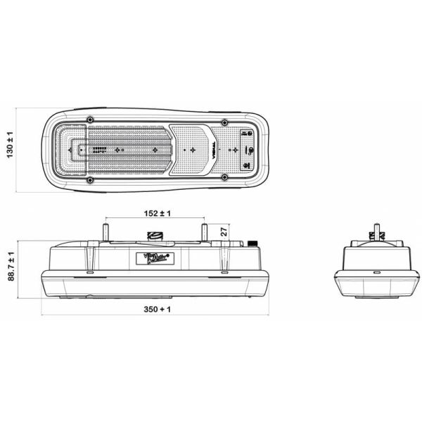 Mesures du feu arrière gauche du VIGNAL LC15 IVECO Daily