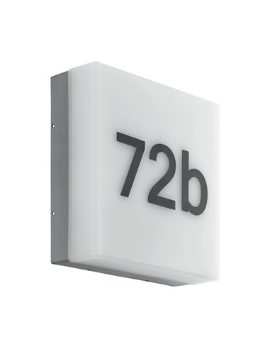 Luminária de parede externa LED quadrada CORNALE, para números e letras com sensor, 8,3W 950Lm3000K