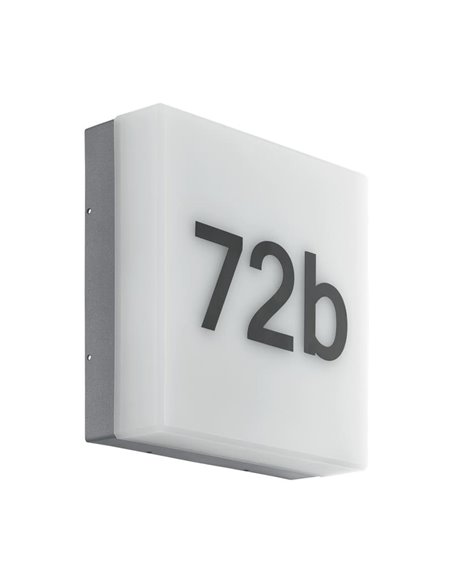 Aplique LED de exterior cuadrado CORNALE, para poner números y letras con sensor, 8,3W 950Lm3000K