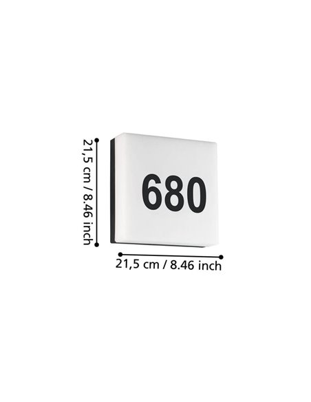 Applique d'extérieur LED carrée CORNALE, pour chiffres et lettres avec capteur, 8,3 W 950 lm 3000 K