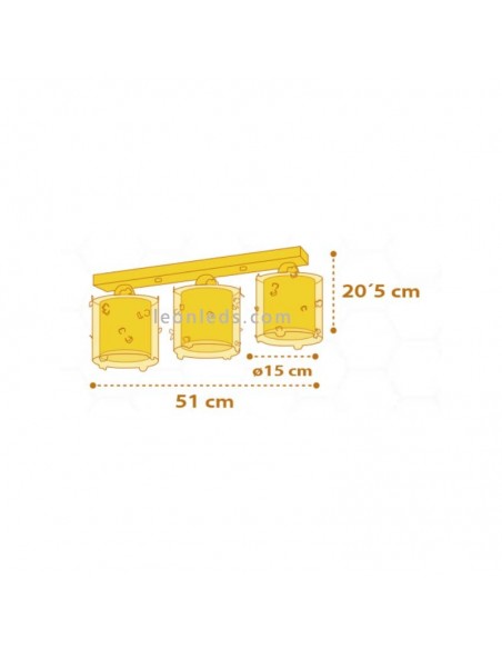 Lámpara infantil de Techo 3 pantallas imitando a colmenas de abeja en amarillo de Dalber | LeonLeds Iluminación