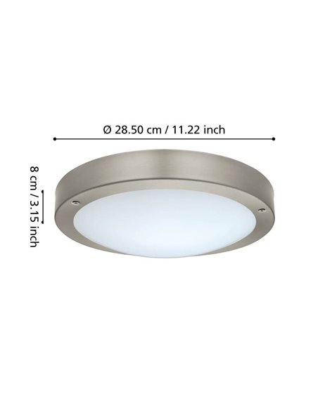 Luminária de parede/teto LED redonda grande Ø285mm VENTO 1 em aço, 11W 1300Lm 3000K, IP44