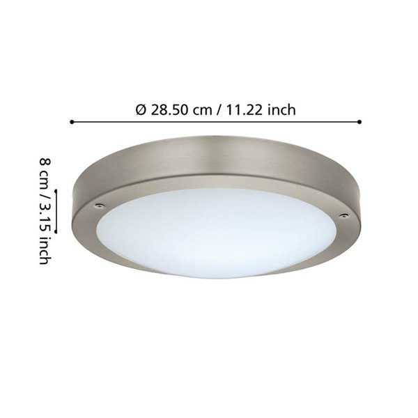 Aplique/Plafón LED redondo Ø285mm grande VENTO 1 de acero, 11W 1300Lm 3000K, IP44