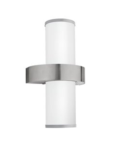 Aplique de pared para exterior BEVERLY de acero inoxidable y cilindro blanco, 2xE27, IP44