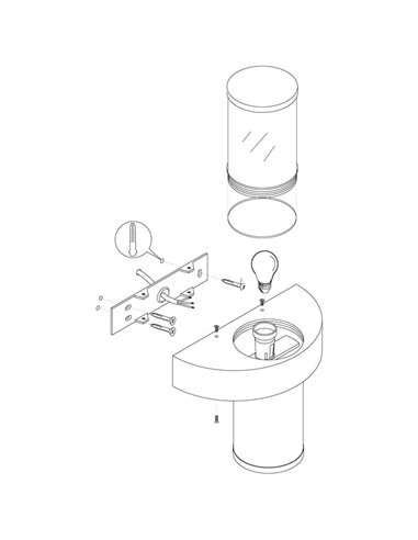 Applique d'extérieur BEVERLY en acier inoxydable et cylindre blanc, 2xE27, IP44