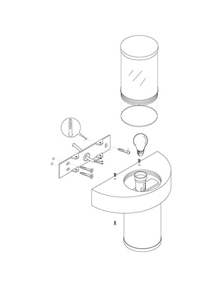 Luminária de parede externa BEVERLY em aço inoxidável e cilindro branco, 2xE27, IP44