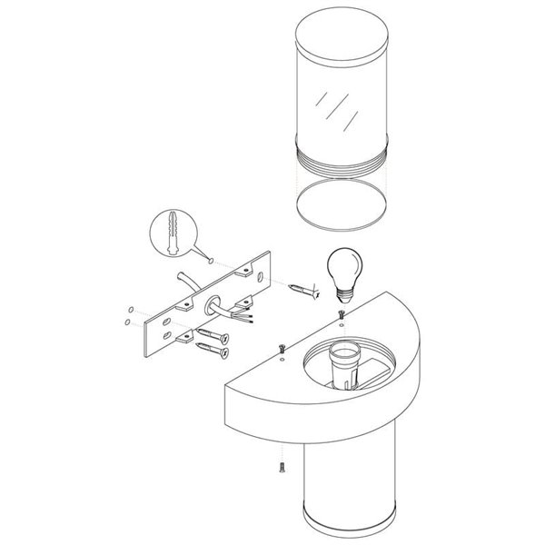 Aplique de pared para exterior BEVERLY de acero inoxidable y cilindro blanco, 2xE27, IP44