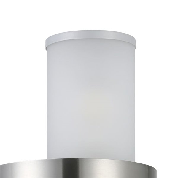 Luminária de parede externa BEVERLY em aço inoxidável e cilindro branco, 2xE27, IP44