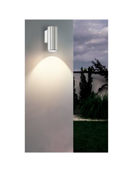 Luminária de parede LED cilíndrica para exterior RIGA, em aço com cobertura de vidro, GU10, 2,8 W, 250 Lm, 3000 K