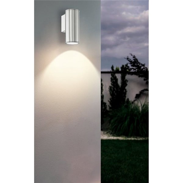 Aplique LED exterior RIGA cilíndrico de acero con cubiertas de cristal, GU10, 2,8W 250Lm 3000K
